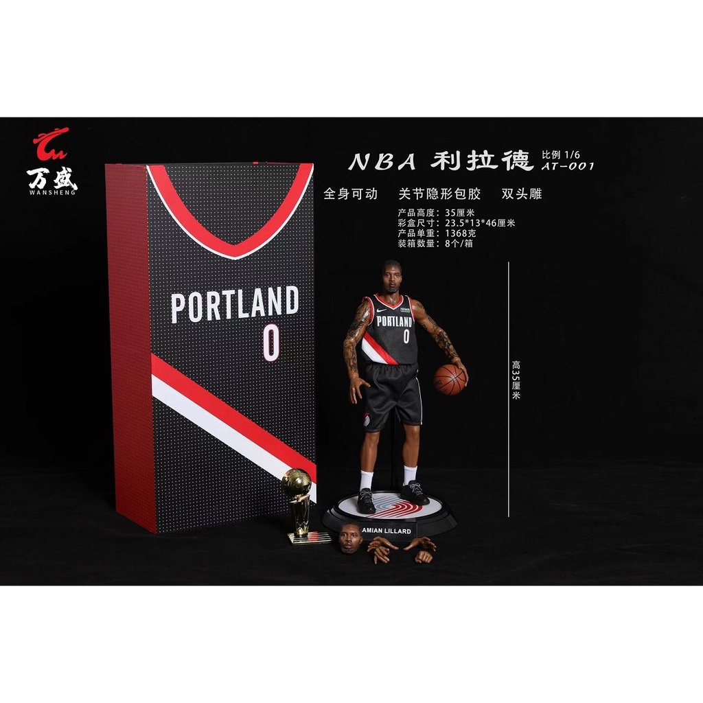 〓หัวผี ขนาดใหญ่〓1/6 NBA Portland Pioneer Leelaide บอดี้แกะสลักยาง แบบสองหัว