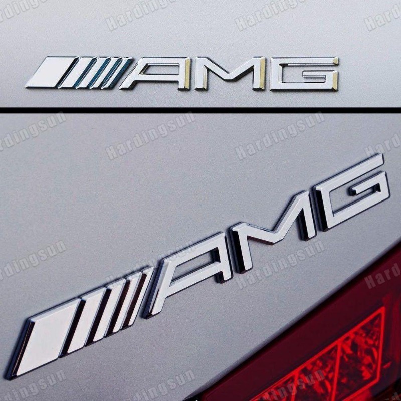 สีเงิน AMG TRUNK EMBLEM BADGE CHROME CES CL SL ML CLS SLK CLASS
