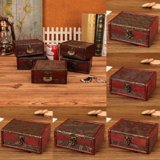 Lianli Jewelry Watches Storage Box Vintage Wooden Handmade Gift Case Mini Metal Lock
