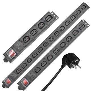 Pdu รางปลั๊กไฟ 16A 3500w 2-22 ทาง C13 เอาท์พุต แร็คซ็อกเก็ต สําหรับตู้ ปลั๊ก eu (สาย 2 เมตร)