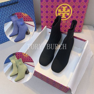 ToryBURCHรองเท้าบูทผ้าถักไนล่อน30%หนา6ซม.กันลื่นทนต่อการเสียดสี3Dแฟชั่นสําหรับผู้หญิง