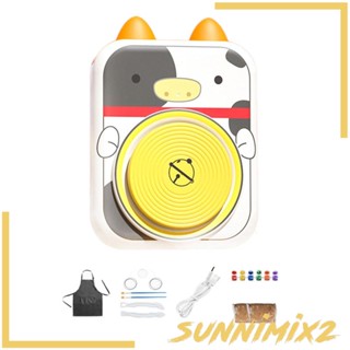 [Sunnimix2] ล้อเครื่องปั้นดินเผา พร้อมเครื่องมือ เม็ดสี และผ้ากันเปื้อน และอุปกรณ์วาดภาพระบายสี สําหรับเด็ก