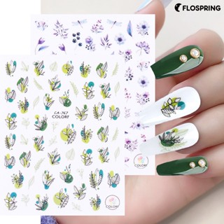 Flospring สติกเกอร์ติดเล็บ ลายดอกไม้ ใบไม้ นก ผีเสื้อ ฤดูใบไม้ผลิ สวยหรู DIY รูปลอก ตกแต่งเล็บ สําหรับทําเล็บ