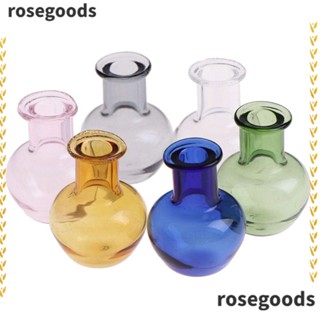 Rosegoods1 แจกันแก้ว ขนาดเล็ก 2.5 ซม. หลากสี สําหรับตกแต่งบ้านตุ๊กตา 1:12 2 ชิ้น