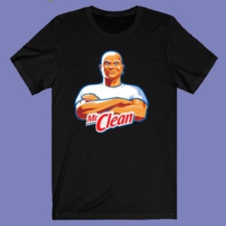 เสื้อยืด พิมพ์ลายโลโก้ Mr Clean สีดํา สําหรับผู้ชาย ไซซ์ S 3XL