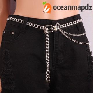 Oceanmapdz เข็มขัดโซ่คาดเอว โลหะ เข้ากับทุกการแต่งกาย แฟชั่นสไตล์เกาหลี สําหรับปาร์ตี้ Y2K