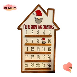 Beauty ปฏิทินนับถอยหลัง แบบไม้ ถอดออกได้ สําหรับแขวนตกแต่งบ้านผีสิง คริสต์มาส DIY