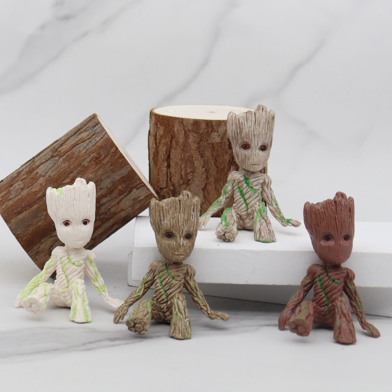 Groot กระถางดอกไม ้ Little Tree Man รูป Groot อะนิเมะอุปกรณ ์ ต ่ อพ ่ วงตุ ๊ กตารูป Mystery กล ่ องเครื ่ องประดับรถสํานักงาน