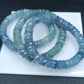 สร้อยข้อมือลูกปัดล้อ kyanite เหลี่ยมเหลี่ยมเพชรพลอยเทียม (รับรอง)