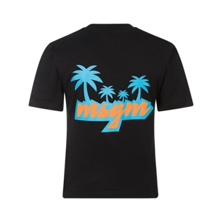 Mscm ฤดูร้อน ใหม่ ผู้หญิง ผ้าฝ้าย คอกลม แขนสั้น โมโนแกรม เสื้อยืดด้านบน