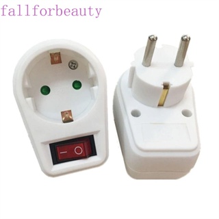 Fallforbeauty อะแดปเตอร์ปลั๊ก EU 1 เป็น 2 16A 250V ปลั๊กเยอรมัน สวิตช์เปิด ปิด ขยาย ซ็อกเก็ตไร้สาย