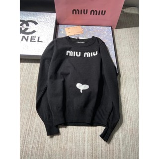 BQPP MIU MIU 2023 spring and summer new letter love printing decorative design knitted top casual age-reducing fashionable knitwear