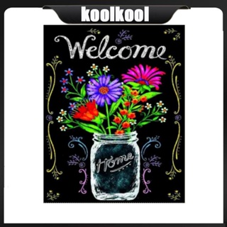 Kool Flowers ภาพจิตรกรรมปักครอสติส ติดประดับเพชร 5D DIY สําหรับตกแต่งบ้าน