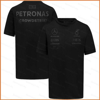 เสื้อยืดแขนสั้น พิมพ์ลายทีมแข่งรถ Mercedes AMG F1 สีดํา พลัสไซซ์ 2023