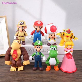 Thevantin Mario Bros โมเดลฟิกเกอร์การ์ตูนเจ้าหญิง Mario Luigi Yoshi Peach Bowser Donkey Kong ของเล่นสําหรับเด็ก