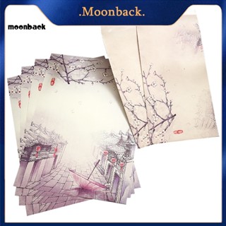 &lt;moonback&gt; กระดาษจดหมาย แบบหนา ลายดอกไม้ ดอกบัว สไตล์จีน สําหรับโรงเรียน