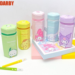 Darby กระเป๋าดินสอ หนัง PU ทรงหกเหลี่ยม จุของได้เยอะ ลาย Cinnamoroll Kuromi สําหรับนักเรียนผู้ชาย และผู้หญิง