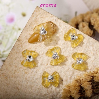 Aroma เครื่องประดับเรซิ่น รูปโบว์ สไตล์ญี่ปุ่น สําหรับตกแต่งเล็บ DIY