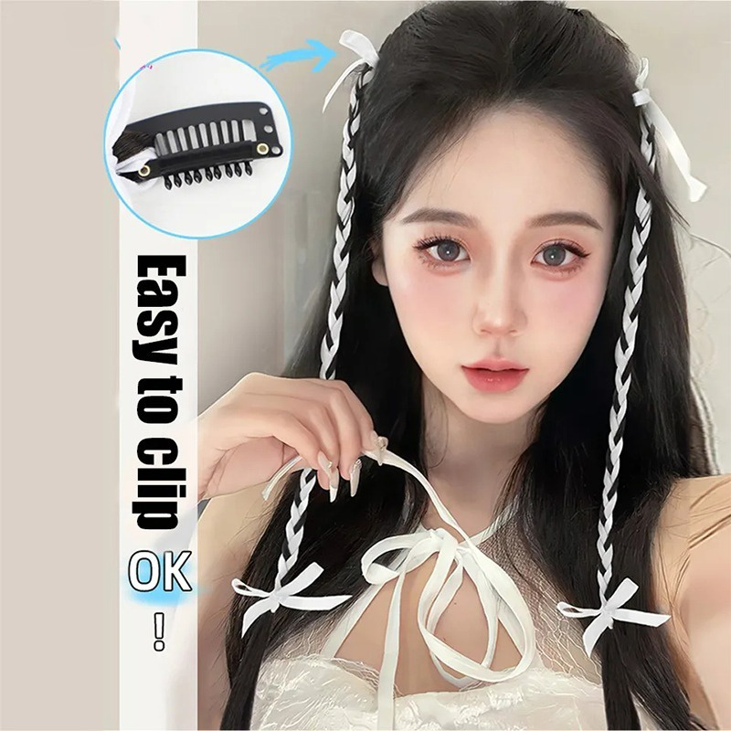 วิกผมหางม้า ริบบิ้นถักเปีย แฮนด์เมด Y2k ราคา ถูกที่สุด ดีลบีเคเค แกลเลอรีภาพที่ 3