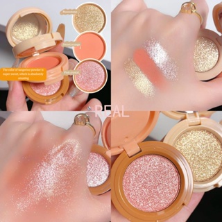 CYREAL Hudamoji 3-In-1 Matte Fluorescent Pen Powder Blusher Palette Pearl Powder Blusher Glitter Eye Shadow Multi-Function Facial Makeup ธรรมชาติและทนทานกันน้ำ