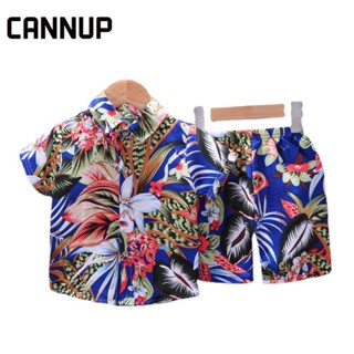 CANNUP เสื้อ ชุดเซ็ท ชุดเด็กผู้ผู้ชาย เสื้อฮาวายเด็ก เสื้อยืด P25R03C