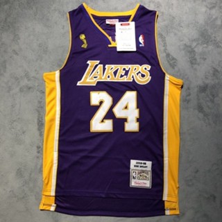 Kobe No. แฟชั่นคลาสสิก เสื้อกีฬาบาสเก็ตบอล ปักลาย Lakers 24 Champion สีม่วง สไตล์เรโทร สําหรับผู้ชาย 634115