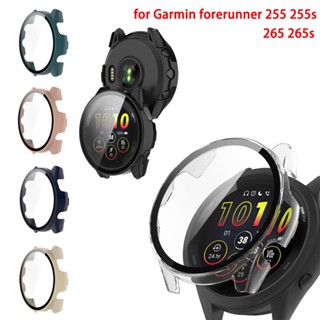 เคส + ตัวป้องกันหน้าจอ สําหรับ Garmin Forerunner 255 255s 265 265s Music Hard PC กรอบกันชน + HD กระจกนิรภัย แบบบาง ป้องกันรอยขีดข่วน