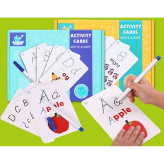 การ์ดไวท์บอร์ดเขียนลบ Activity Cards Write &amp; Wipe ฝึกเขียนตัวอักษร ABC / ตัวเลขและการบวกลบ