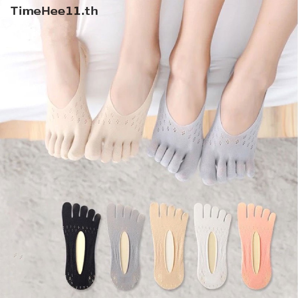 TimeHee ผู้หญิงถุงเท้าห้านิ้วหญิงถุงเท้านิ้วเท้าที่มองไม่เห็น Anti-skid Breathable TH
