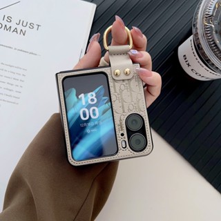 เคสโทรศัพท์มือถือหนัง PU ฝาพับ กันกระแทก พร้อมแหวนคล้อง หรูหรา สําหรับ OPPO Find N2 Find N2Flip