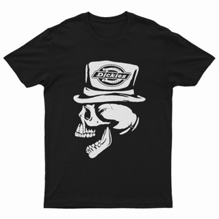 Gdphdks62 เสื้อยืดแขนสั้น พิมพ์ลายโลโก้ Dickies Skull Hat Combed 30s สีดํา