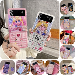 เคสโทรศัพท์มือถือ PC แข็ง แบบบาง กันกระแทก ลายการ์ตูนผู้หญิงสวยน่ารัก สําหรับ Samsung Z Flip 4 Z Flip 3 5G Z Flip 4 Z Flip 3