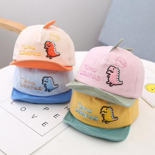 พร้อมส่ง！หมวกแก๊ปเด็กสีทูโทนลายไดโนเสา พาสเทล สำหรับเด็ก5 เด…