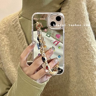 เคสโทรศัพท์มือถือ กันกระแทก พร้อมสายโซ่คล้อง ประดับอัญมณี หลากสี หรูหรา สําหรับ Apple Iphone 14promax 13 12 11 14pro 13pro 14