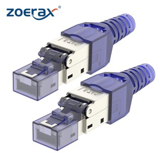 Rj45 CAT8 Cat7 CAT6A ปลั๊กเชื่อมต่ออีเธอร์เน็ต ไร้เครื่องมือ ZoeRax RJ45 10Gbps POE ใช้ซ้ําได้ 1 ชิ้น