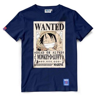 เสื้อยืดราคาถูกเสื้อยืดวันพีช One piece-487-NV Wanted Luffy สีกรมs-5xl