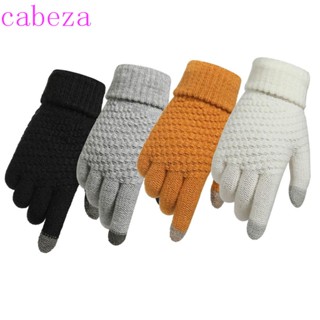 Cabeza ถุงมือหน้าจอสัมผัส สีพื้น แบบเต็มนิ้ว ให้ความอบอุ่น แบบหนา สไตล์นักธุรกิจ สําหรับผู้ชาย