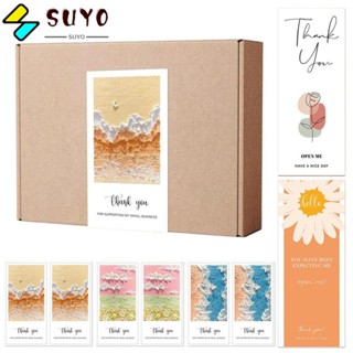 Suyo สติกเกอร์ซีล ทรงสี่เหลี่ยมผืนผ้า ลายดอกไม้ Thank You สําหรับห่อของขวัญ 50 ชิ้น