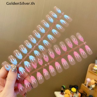 Goldensilver เล็บปลอม เปลวไฟธรรมชาติ สีเงิน สําหรับตกแต่งเล็บ TH