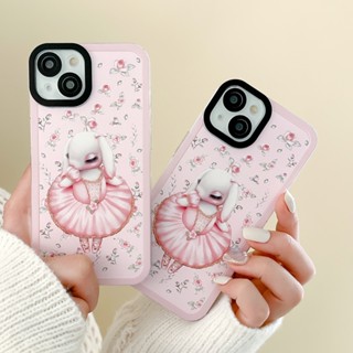 เคสโทรศัพท์มือถือ ป้องกันเลนส์ ลายกระต่ายบัลเล่ต์ สีชมพู สําหรับ Samsung S23 S22