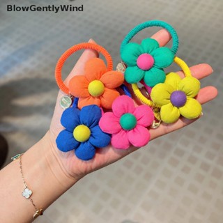 Blowgentlywind ยางรัดผม ยืดหยุ่น ลายการ์ตูนดอกไม้น่ารัก สีพื้น สําหรับเด็กผู้หญิง 1 ชิ้น BGW