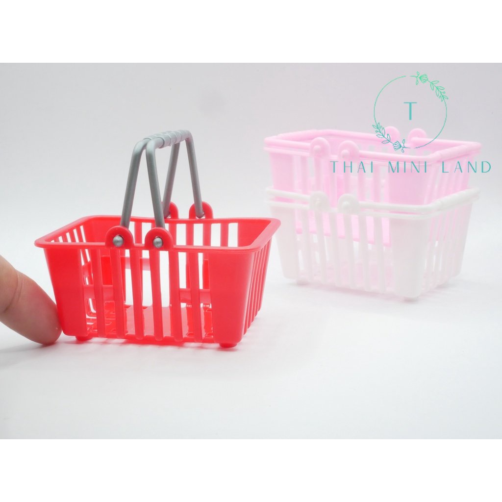 ตะกร้าจิ๋ว ตะกร้า สีขาว สีชมพู สีแดง Shopping ของจิ๋ว Dollhouse