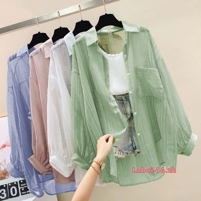 พร้อ​มส่ง​​ เสื้อผ้าแฟชั่น เสื้อคาร์ดิแกน ผ้าชีฟอง กันแดด ทรงหลวม ขนาดใหญ่ สไตล์เกาหลี แฟชั่นฤดูร้อน สําหรับผู้หญิง
