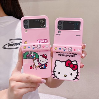 เคสโทรศัพท์มือถือ PC แข็ง กันกระแทก ลายการ์ตูนเฮลโลคิตตี้น่ารัก สร้างสรรค์ สําหรับ Samsung Galaxy Z Flip 4 5G Z Flip 3