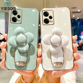 เคสโทรศัพท์มือถือซิลิโคน กันกระแทก ลายดอกไม้ 3D หมุนได้ สําหรับ Xiaomi Redmi Note 12 11 Pro Plus Note 11S 5G