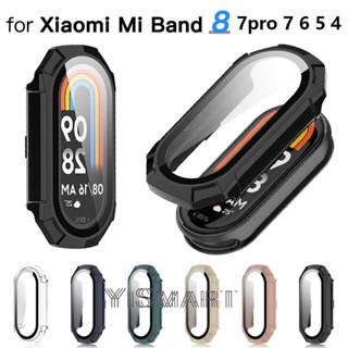 กระจก + เคส สําหรับ Xiaomi Smart Band 8 PC กันชน แบบเต็ม ป้องกันหน้าจอ สําหรับ Xiaomi Mi Band 7 pro 6 5 4 อุปกรณ์เสริม