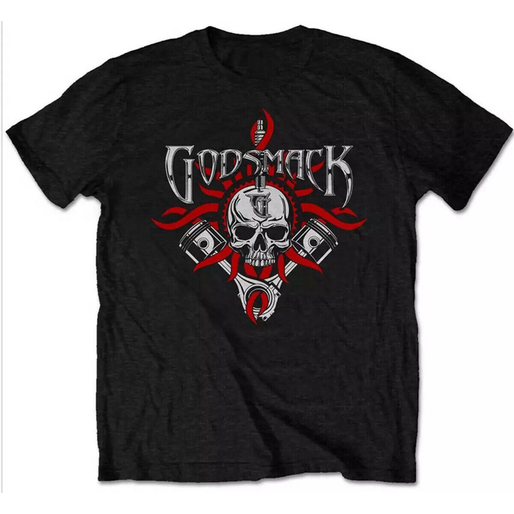 LGUเสื้อยืดผ้าคอตตอน ราคาส่ง เสื้อยืดคอกลมแขนสั้น เสื้อยืดเด็กผช - ขายดี Godsmack โครเมี่ยมลูกสูบพิม