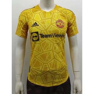 เสื้อกีฬาแขนสั้น ลายทีมชาติฟุตบอล United Goalkeeper Jersey 22 23 ชุดเยือน สีเหลือง สําหรับผู้ชาย