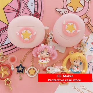 OPPO Enco Air3 Case Cartoon Sailor Moon Keychain Lanyard OPPO Enco Buds2 / Enco Air / Enco Air2 Pro Silicone Soft Case Cute Finger Ring Lanyard OPPO Enco X2 / Enco R Pro / Enco Free3 Shockproof Case Protective Cover OPPO Enco Air3 Cover