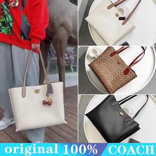 COACH c0690 Willow Tote กระเป๋าถือผู้หญิง/กระเป๋าช้อปปิ้ง/คลาสสิกพิมพ์ลาย/ช่องซิปปิด